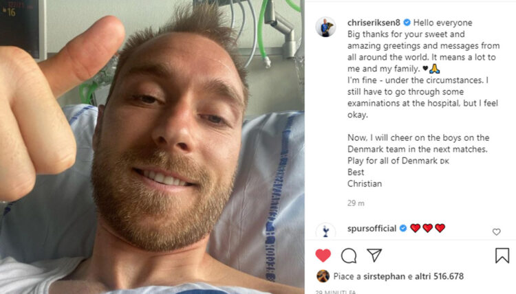 Eriksen dall’ospedale: “Grazie per i messaggi da tutto il mondo”.