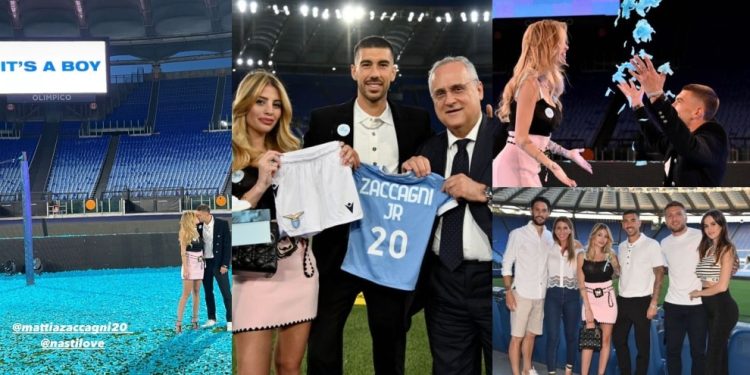 Lazio, Zaccagni e Chiara Nasti annunciano il sesso del figlio all’Olimpico.